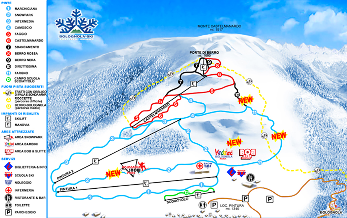 cartina impianti mappa piste bolognolaski