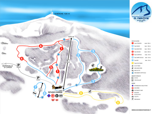 Cartina impianti e piste del Monte Nerone