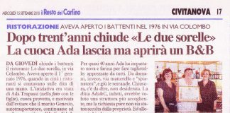articolo chiusura ristorante le duesorelle il resto del carlino 15-09-2010