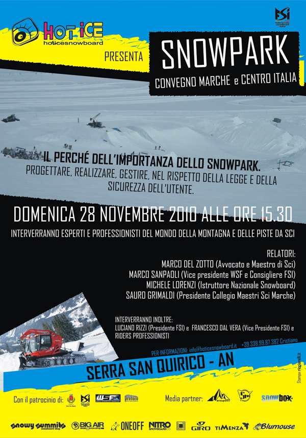 flyer Snowpark convegno Marche e Centro Italia 2010