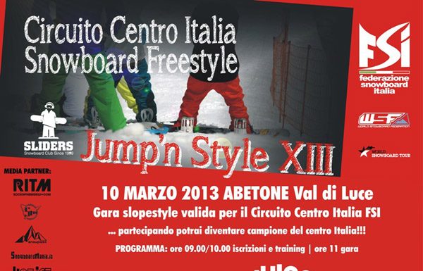 flyer gara slopestyle jump n style xiii abetone val di luce 10.03.2013