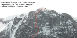foto Monte Bove Nord e la ripetizione invernale della Via Alletto - Consiglio - Francesco Cianconi e Carlo Minnozzi