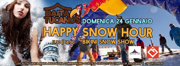 locandina Party Happy Snow Hour – Baita Tucano’s – Santa Maria Maddalena - Sarnano