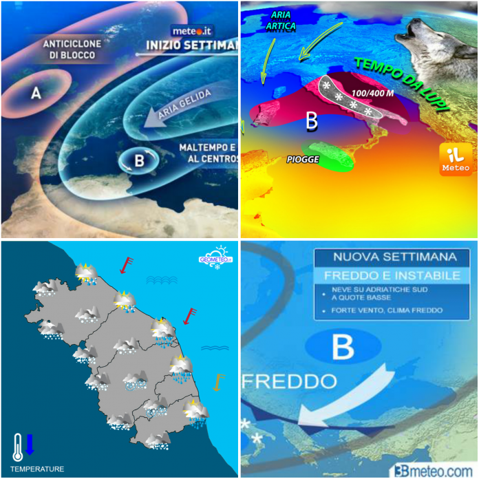 Previsioni meteo - Credits: 3bmeteo, Geometeo, Meteo Italia e Ilmeteo.it