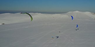 Snowkite ai Piani di Ragnolo visto dal drone di Michele Talamonti