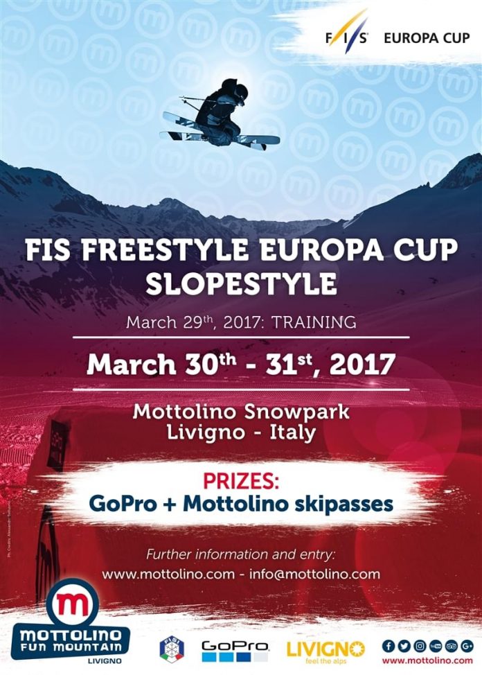 La coppa Europa di Freestyle Slopestyle arriva al Mottolino di Livigno il 30 e 31 marzo 2017