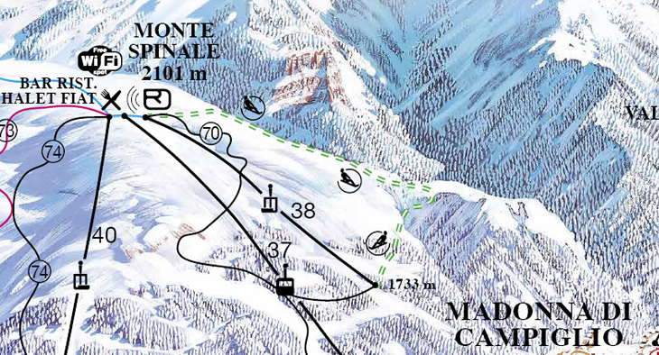 Cartina pista da slittino a Madonna di Campiglio