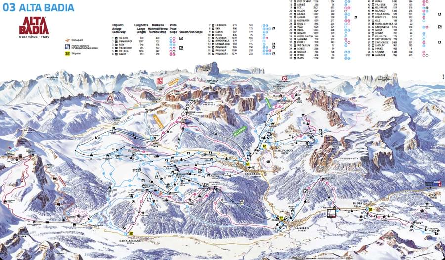 Cartina impianti e piste Alta Badia