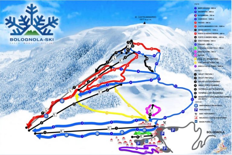 Cartina Bolognola – Mappa impianti e piste sci Bolognola