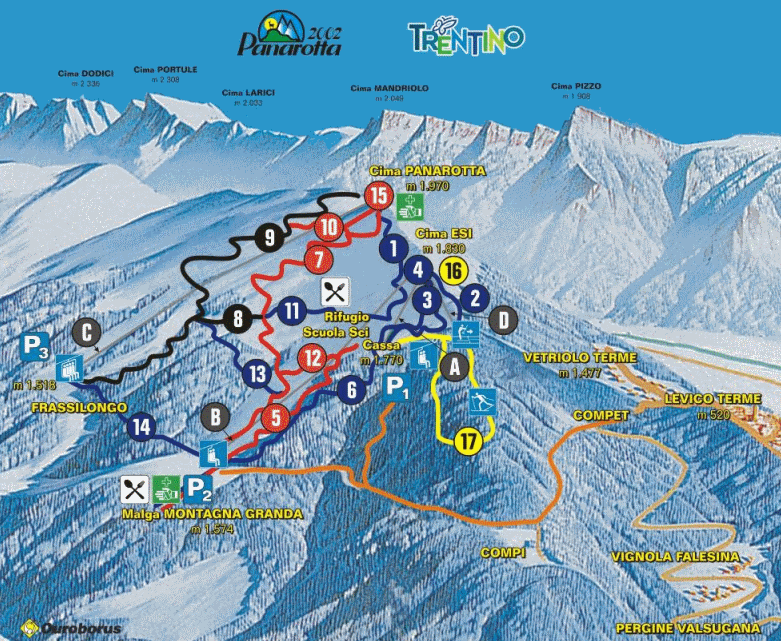 Cartina impianti e piste Panarotta