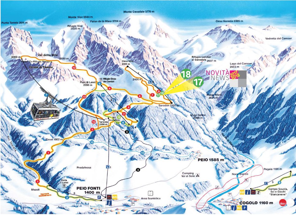 Cartina impianti e mappe piste da sci Pejo