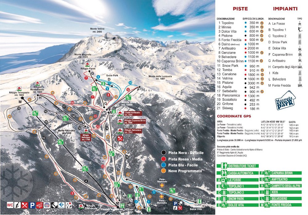 ovindoli monte magnola mappa piste cartina impianti