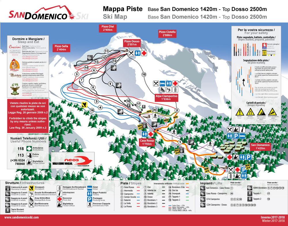 San Domenico mappa piste e cartina impianti