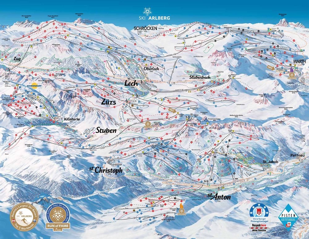 St Anton Am Arlberg mappa piste e cartina impianti