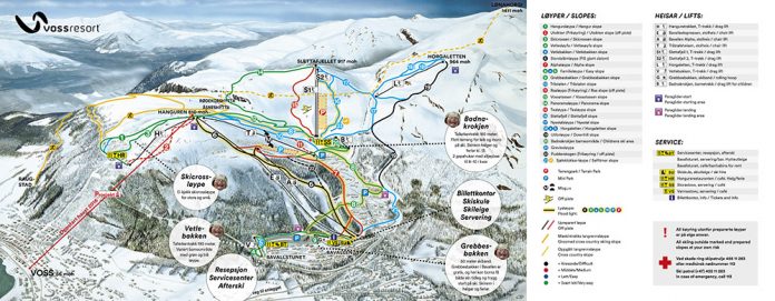 cartina impianti mappa piste voss norvegia