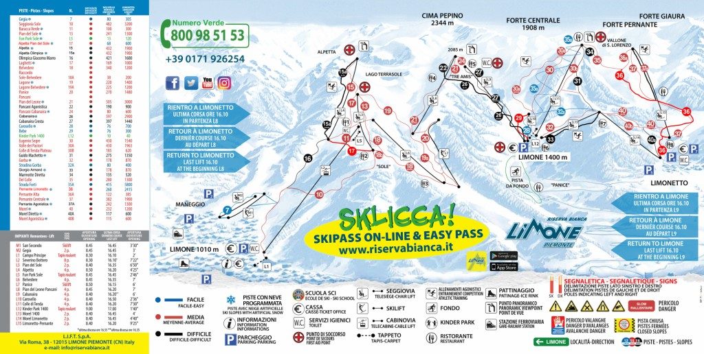 cartina impianti mappa piste sci limone piemonte