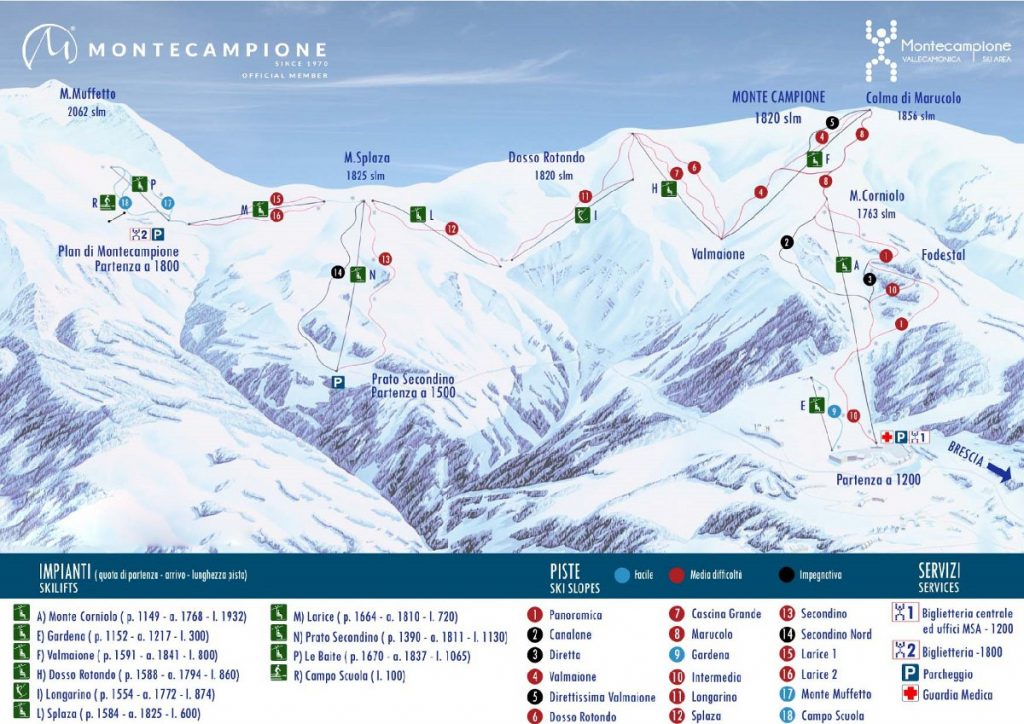 cartina impianti mappa piste sci montecampione