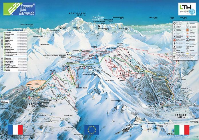 la thuile la rosiere espace san bernardo cartina impianti piste da sci 2018 2019