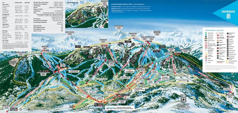aspen snowmass cartina impianti mappa piste sci 2018