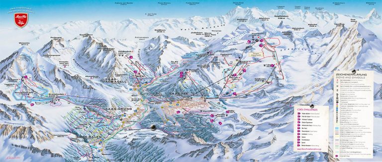 saas fee cartina impianti piste da sci 2018 2019