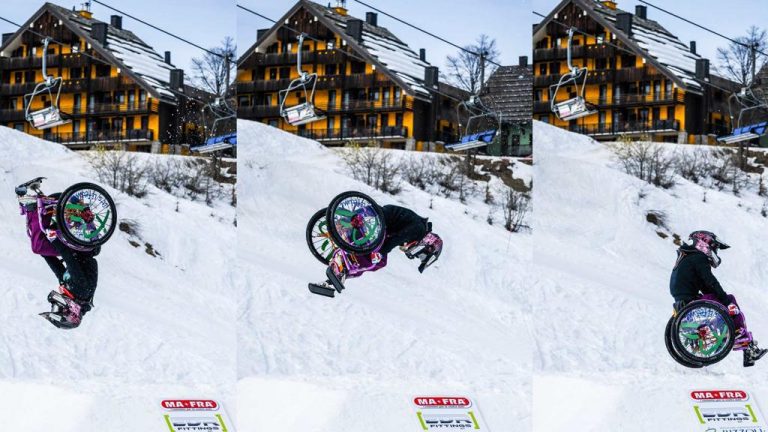 Mitica Ilaria, record del mondo di salto mortale in carrozzina sulla neve
