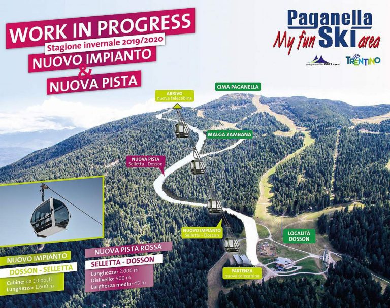 Paganella Ski, la nuova cabinovia Dosson Selletta servirà una nuova pista rossa