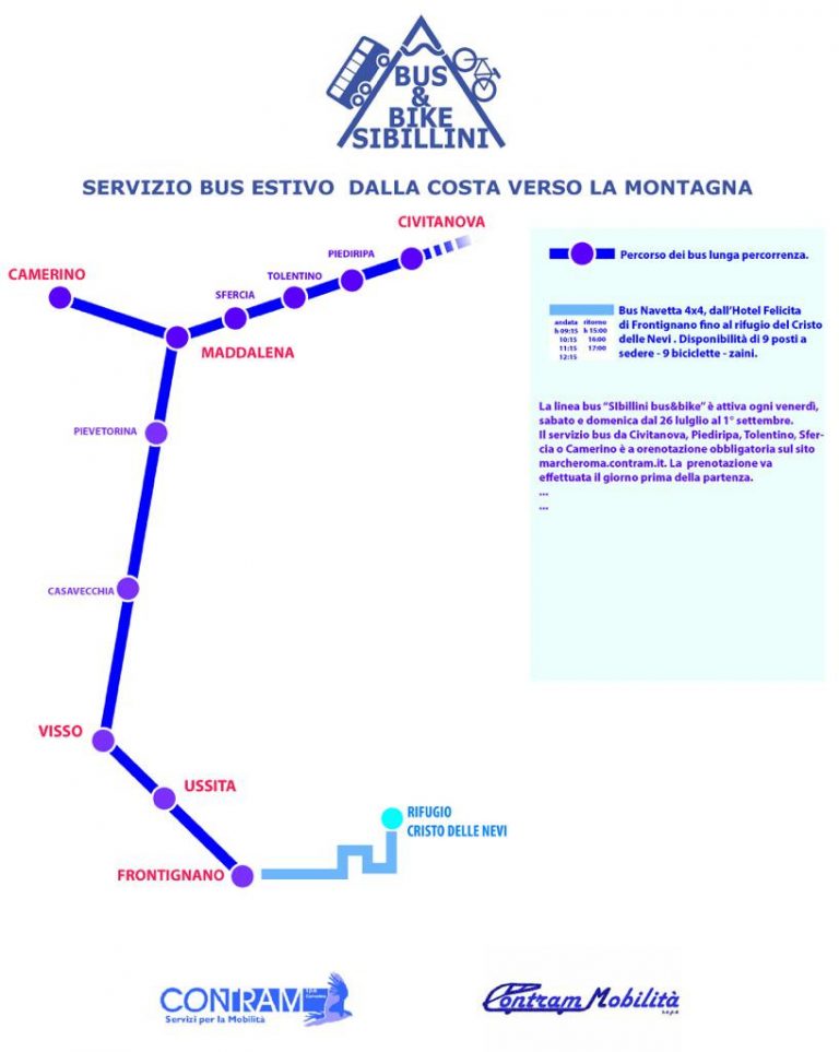 Collegamento Bus Bike Sibillini da Civitanova a Visso e da Visso a Frontignano
