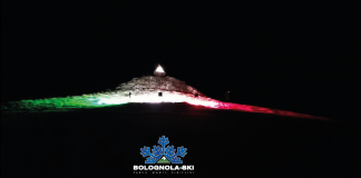Bolognola ski illumina con il tricolore la cima del monte della Madonnina