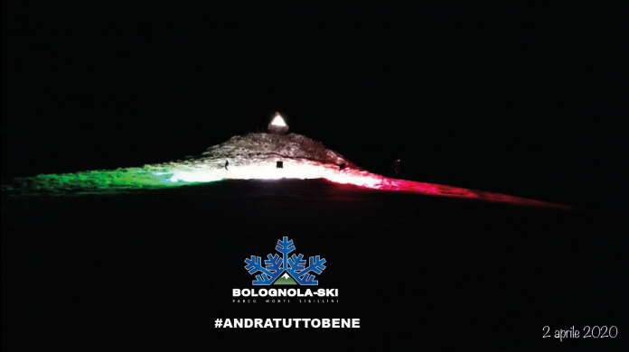 Bolognola ski illumina con il tricolore la cima del monte della Madonnina