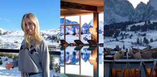 Chiara Ferragni hotel Alpina dolomites Alpe di Siusi