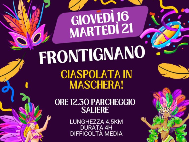 Ciaspolata in maschera a Frontignano il 16 Febbraio
