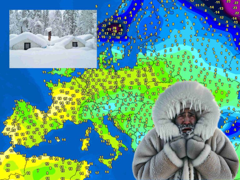 Forte ondata di freddo in arrivo in Europa con temperature estreme fino a -43°C