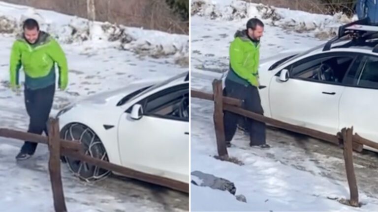 Tesla bloccata nella neve. È davvero Matteo Salvini alla guida o è una fake news? – VIDEO