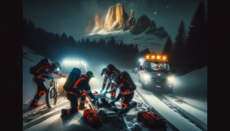 Coppia rimane bloccata di notte con la bicicletta a 1.600 metri di quota, soccorso alpino li salva tra la neve e ghiaccio