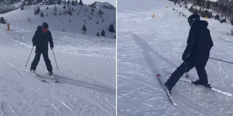 Madonna di Campiglio, Bobo Vieri mette gli sci per la prima volta e viene deriso da tutti – VIDEO