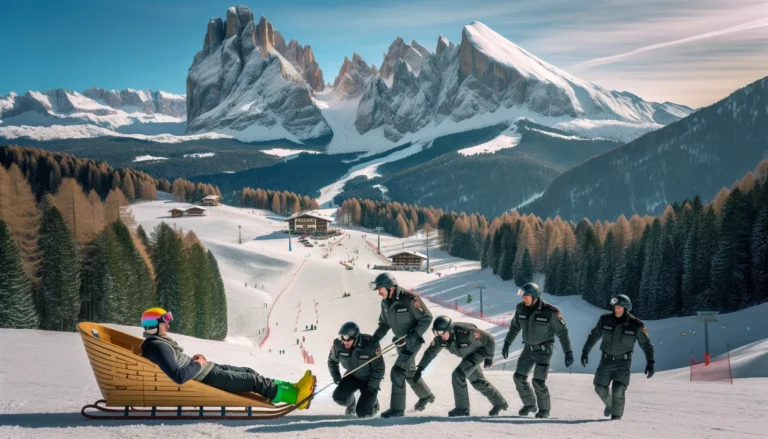 Sciatore ubriaco fradicio soccorso dai carabinieri con il toboga sulle piste da sci di Madonna di Campiglio