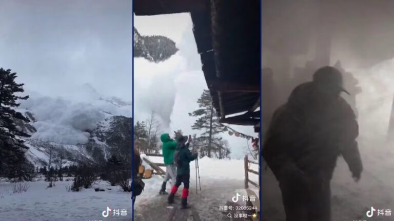 Momenti di panico in Cina turisti in fuga riprendono la valanga che li sfiora