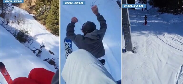 Turista polacco si butta dalla seggiovia per fare un video per i social e la polizia lo multa