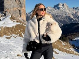 Cortina chic, Ilary Blasi abbina l’outfit al suo amico a quattro zampe