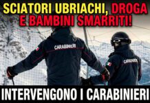 Sciatori ubriachi, droga e bambini smarriti sulle piste di Pampeago e Cermis. Intervengono i carabinieri.