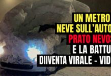 Un metro di neve sull’auto a Prato Nevoso e la battuta diventa virale – VIDEO