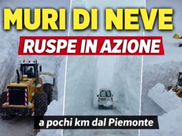 Muri di neve altissimi e ruspe in azione in Francia a pochi km dal confine con il Piemonte – VIDEO