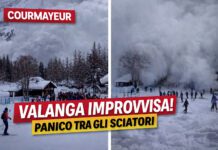 Valanga improvvisa a Courmayeur, la nube di neve travolge gli sciatori e crea il panico – VIDEO