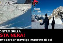 Madonna di Campiglio scontro sulla pista nera snowboarder travolge un maestro di sci – VIDEO