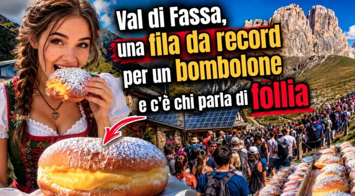 Val di Fassa, una fila da record per un bombolone e c’è chi parla di follia – VIDEO