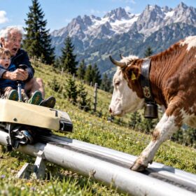 Mieders, vacca sul tracciato della pista di slittino estivo: 65enne ricoverato in Tirolo
